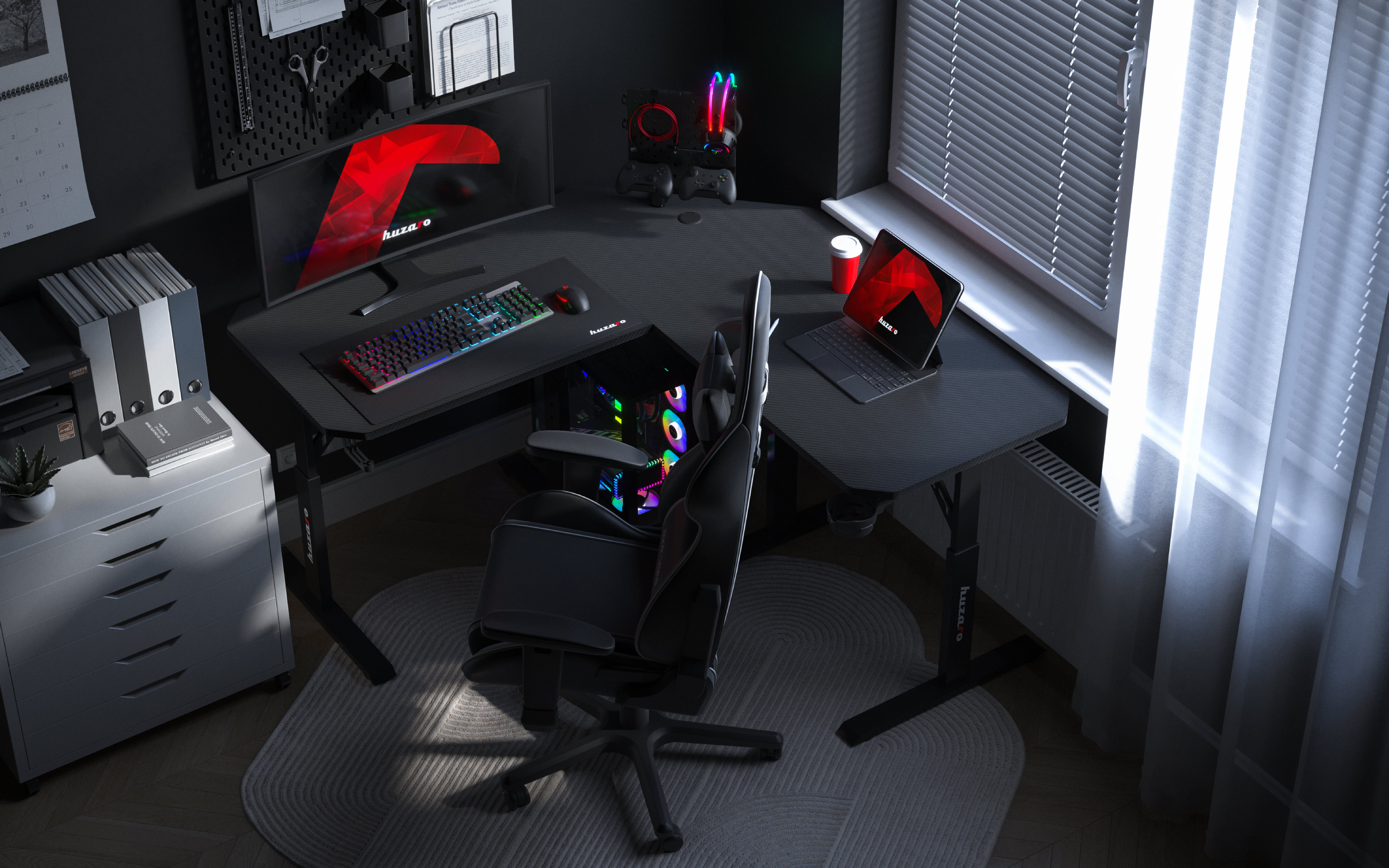 Nouveauté burau gamer : la marque économique de bureau gaming HUZARO avec des produits stylé, pratique à petit prix !
